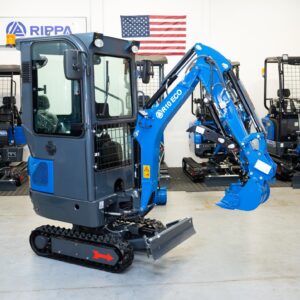Rippa R10 Eco with cab mini excavator in Portland Oregon showing full front view